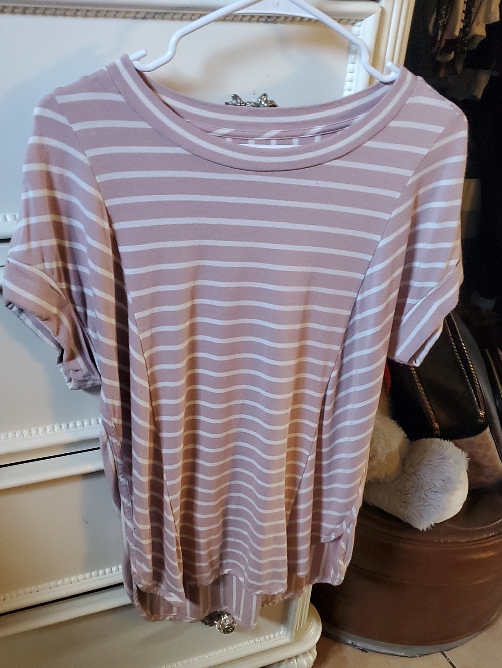 Cupio Mauve Pink and White Striped Short-Sleeve Tee